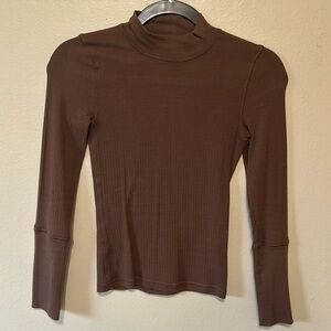 Free People Brown Mock Neck